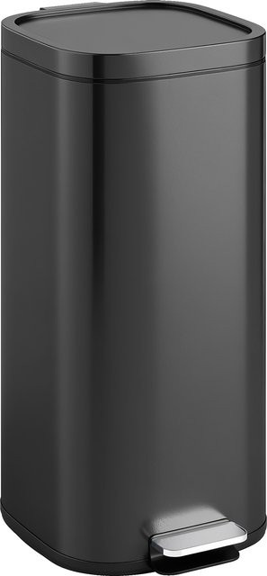 HOMCOM Küchenmülleimer mit Deckel und Pedal, 30l Abfalleimer mit Soft-Close-Funktion, Offenhalte-Funktion und herausnehmbarem Inneneimer, fingerabdruckresistent, Schwarz - Bild 1