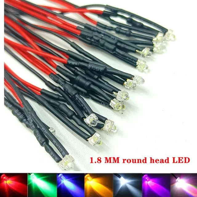 30 Stück TAKEY LED-Glühbirnen transparent, vorverdrahtet mit 20 cm Kabel, DC3V-12V, 1,8 mm bis 2 mm Durchmesser für DIY Heimdekoration - Bild 1