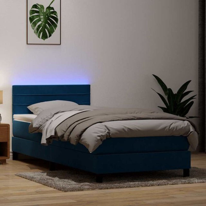 vidaxl Boxspringbett mit Matratze aus Samt in Blau, B/T/H: 80 x 220 x 78 cm - Bild 1
