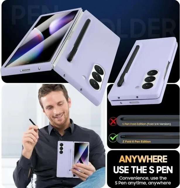 Matte Handyhülle mit Stift und integriertem Bildschirm-Rückenschutz für Samsung Galaxy Z Fold 7 6 5 4 3 in Orange - Bild 1
