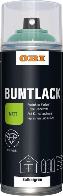 OBI Buntlack Spray Salbeigrün matt aus Synthetikharz für Holz, 400 ml - Bild 1