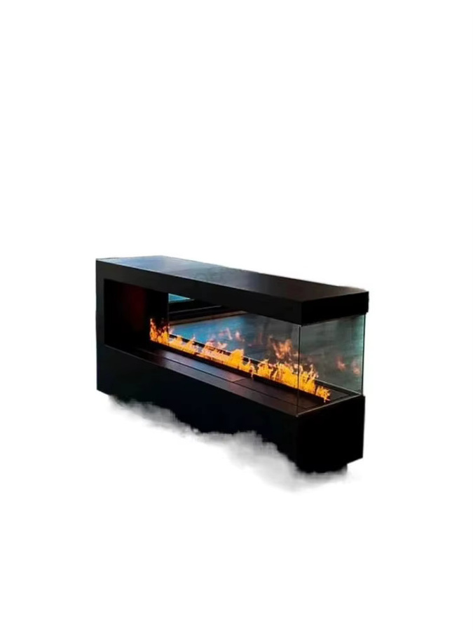 FULANG Ultraflacher Eingebauter Elektrokamin mit simulierter Flamme und Luftbefeuchter, TV-Ständer für dein Wohnzimmer, Schwarz, Matt - Bild 5