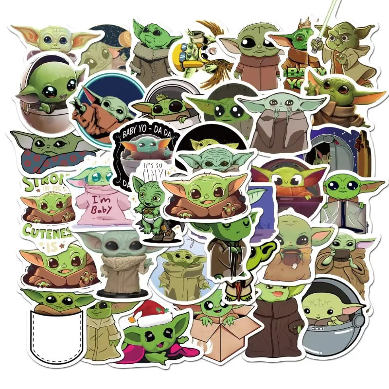 50 Stück Star Wars Yoda Aufkleber, bunte Cartoon Anime Sticker für Laptop, Handy, Auto und Spielzeug - Bild 2