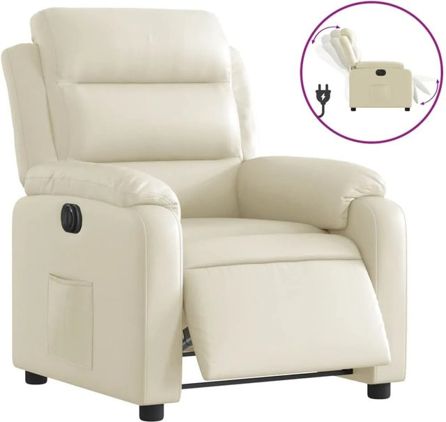 vidaXL Elektrischer Relaxsessel in Creme mit Kunstleder und Armlehnen - Bild 1