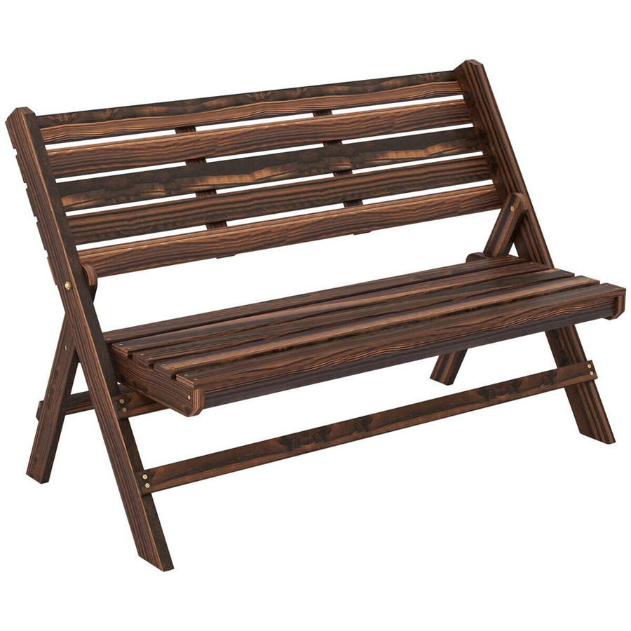 Outsunny Gartenbank aus Tannenholz in braun im rustikalen Latten-Design, B/T/H: 122 x 63 x 83 cm - Bild 2