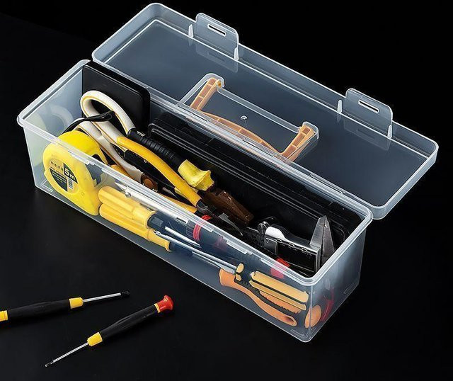 Sixx Hardware-Werkzeugaufbewahrungsbox aus Kunststoff mit mehreren Fächern, transparenter Organizer für Schrauben und Nägel - Bild 1