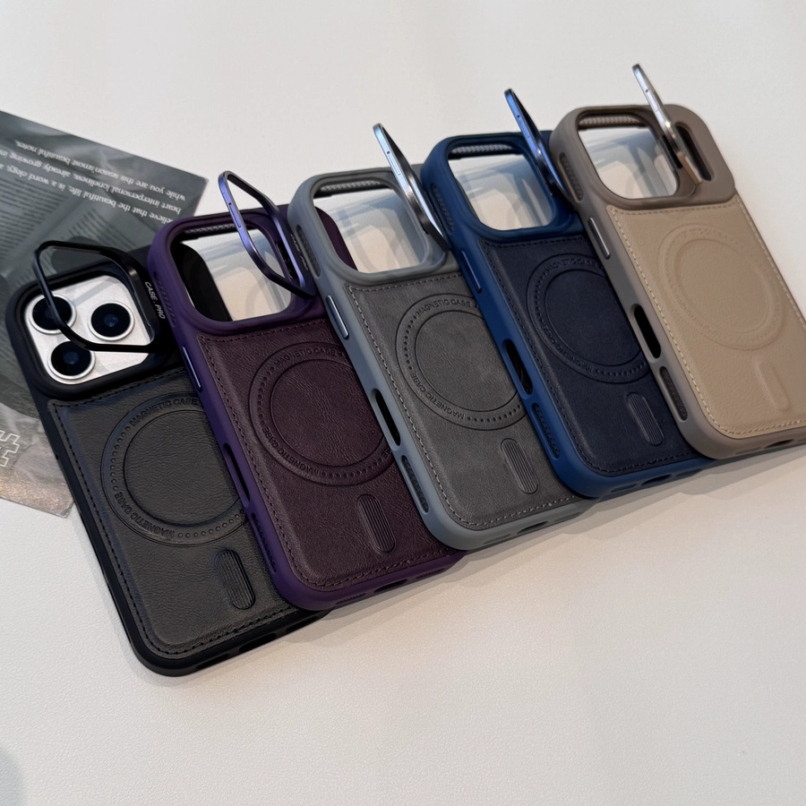 Luxuriöse Business-Handyhülle aus Leder mit Magnetverschluss und Objektivschutz für iPhone 17 Pro Max, 16 Plus, 15, 14, 13 mit MagSafe, Blau/Mehrfarbig - Bild 4