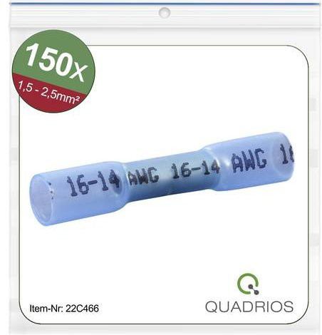 Quadrios 22C466 Stoßverbinder mit Schrumpfschlauch 1.5mm² 2.5mm² Vollisoliert Blau 1 Set - Bild 1