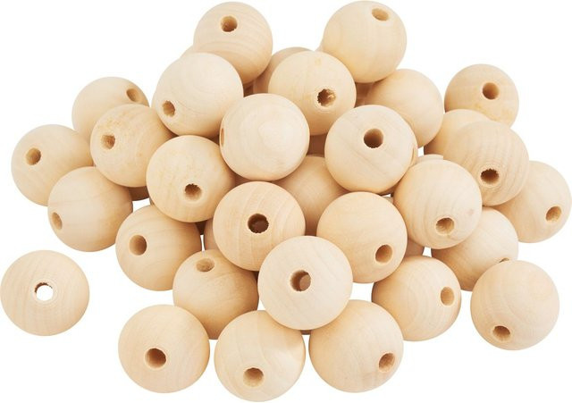 VBS XXL Holzkugeln durchgebohrt in Natur Beige, Durchmesser: 2,5 cm, 50 Stück - Bild 1