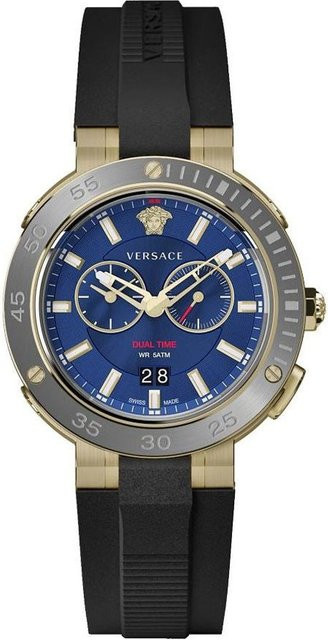 Versace Herrenuhr, Quarz, Edelstahl, Blau, 46 mm, Silikon - Bild 1