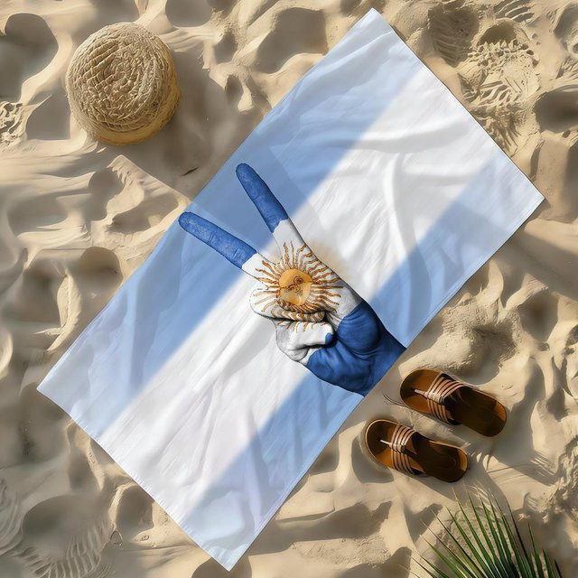 Strandtuch Argentinien Flagge von Beau Maison, schnelltrocknend und sandfrei, B/H: 40 x 70 cm, Multicolor/Weiß - Bild 1