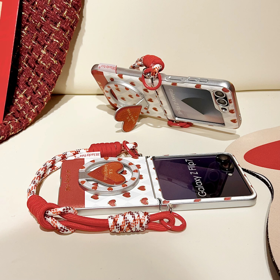 Magnetische PU-Leder Handyhülle mit Scharnier und Umhängeband für Samsung Galaxy Z Flip 7 FE, Z Flip 7, Z Flip 6 und Z Flip 5, MagSafe kompatibel, Farbe: Weiß - Bild 4