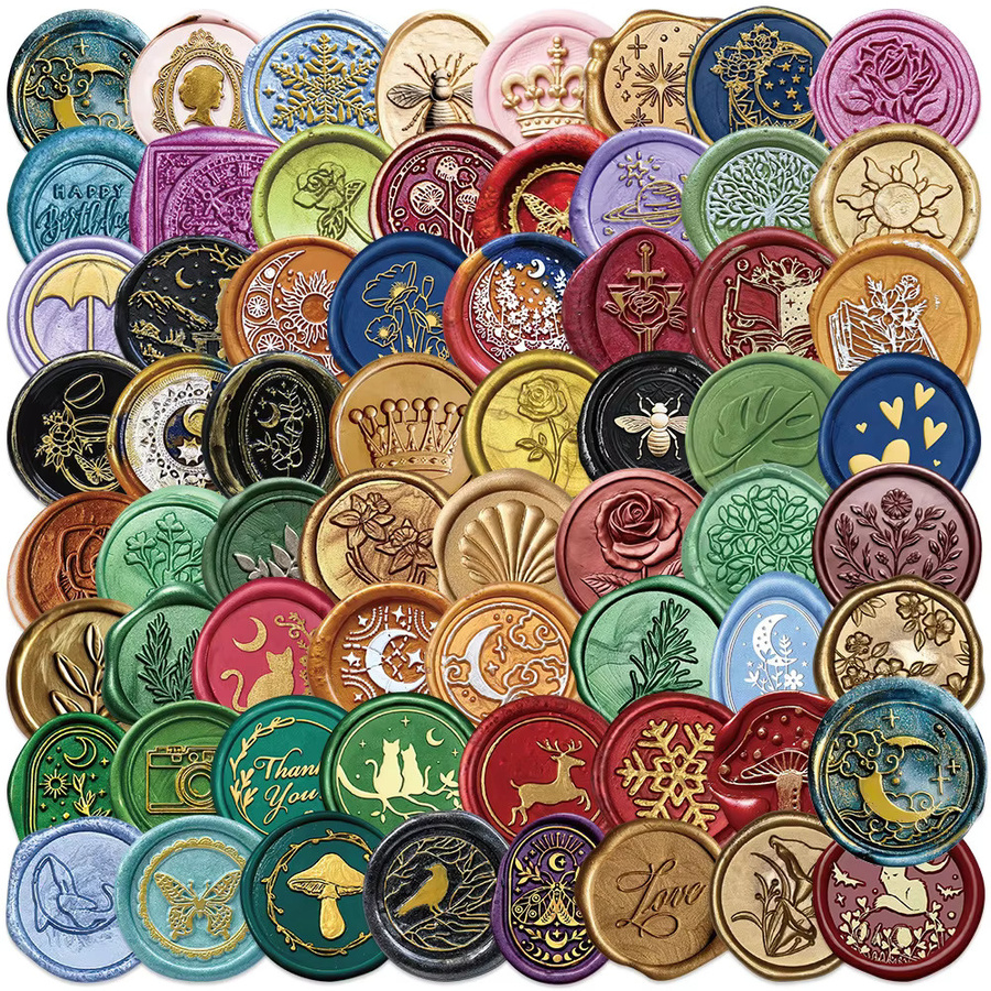 Rspctou Vintage Wachssiegel-Muster Cartoon-Aufkleber, Set, multicolour - Bild 2