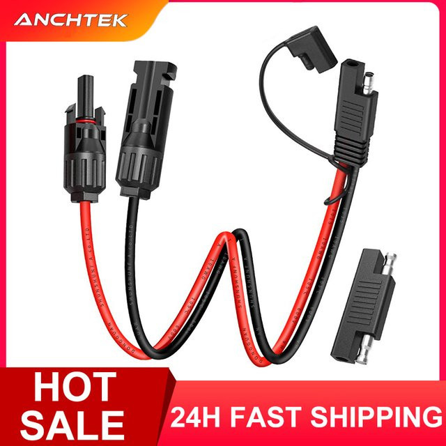 Anchtek SAE Stecker auf Buchse PV-Verlängerungskabel 10AWG in Schwarz für Solarpanels und DC-Batterieladegeräte - Bild 1