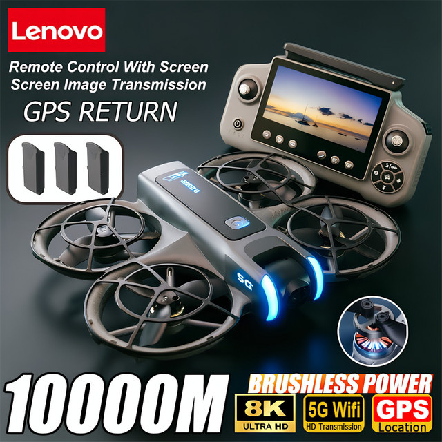Lenovo D2 Drohne mit 8K HD Doppelkamera, GPS und intelligenter Hindernisvermeidung in Schwarz - Bild 1