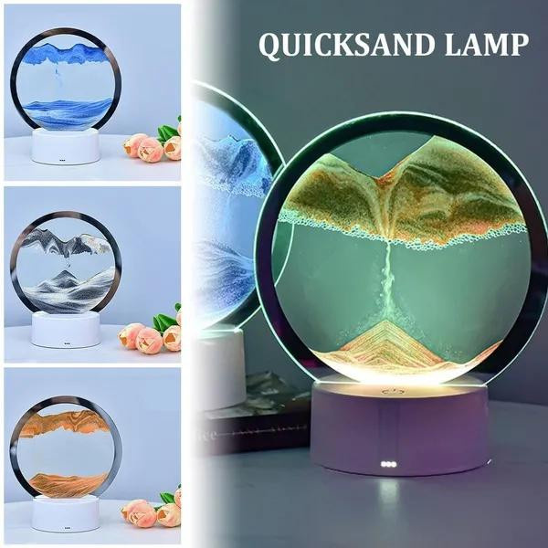 Dimmbare 3D Moving Sand Kunst Tisch Lampe von XuYiEC mit RGB Farbwechsel und integriertem LED Nachtlicht in Orange - Bild 6