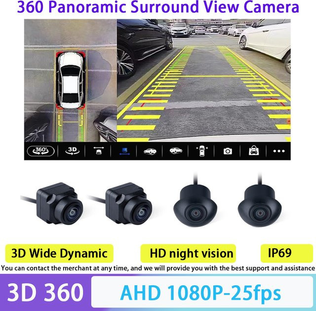 VseeKan AHD1080P 360° Panorama-Autokamera mit WDR-Technologie in Schwarz - Bild 1
