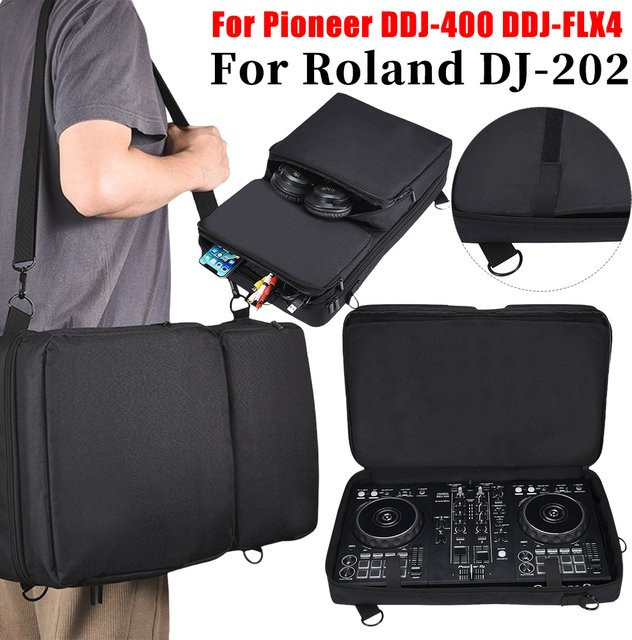 APWIKOGER Tragbare DJ-Plattenspieler-Schutzhülle mit Schultergurt und Reisetasche für Pioneer DDJ-400 DDJ-FLX4, Schwarz - Bild 1