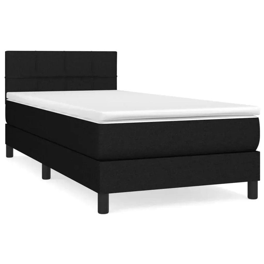 vidaXL Boxspringbett Hybrid mit Matratze und Taschenfederkern in Schwarz, B/T/H: 100 x 200 x 88 cm - Bild 2