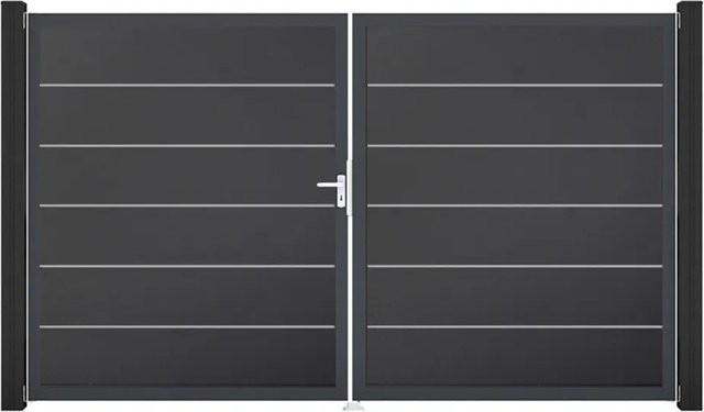 GroJa Tor Basicline Premium 2-flügelig Anthrazit B/H: 306 x 180 cm DIN Links mit Sichtschutz - Bild 1