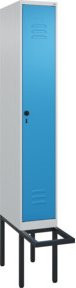C+P Spind Classic PLUS Garderobenschrank mit Sitzbank, 1 Abteil, B/H/T: 212,0 x 81,5 x 30,0 cm, Sicherheits-Drehriegel, 4 Garderobenhaken, mittige Trennwand, auskragende Sitzbank, Buche-Hartholz und Stahl - Bild 1