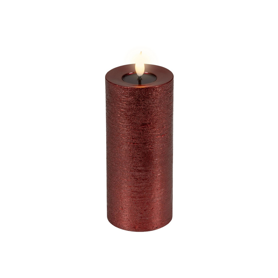 Lumineo LED-Wachskerze Rot mit Flicker-Effekt und Timer, Durchmesser: 7,5 cm, Höhe: 20 cm - Bild 2