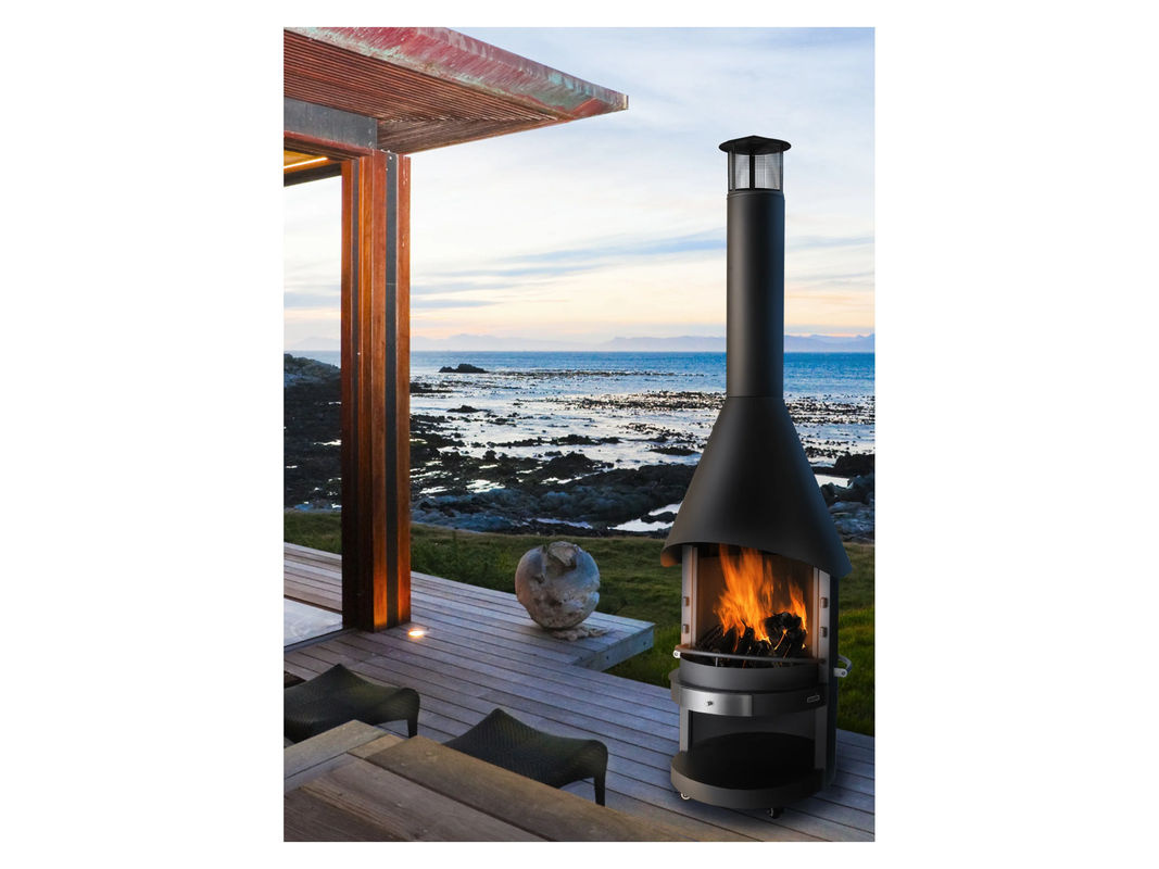 ASADO Garten-Grillkamin Fuego in Schwarz mit extra großem Grillrost, B/H/T: 70 x 225 x 70 cm - Bild 2