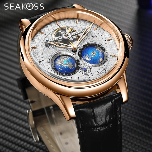 SEAKOSS Armbanduhr, Automatik, Edelstahl, Silber, Leder, Herren - Bild 1
