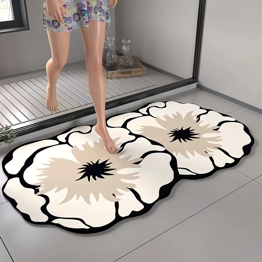 VIKAMA Premium Badematte in Blumenform, rutschfeste und wasserdichte Fußmatte für das Badezimmer - Bild 1