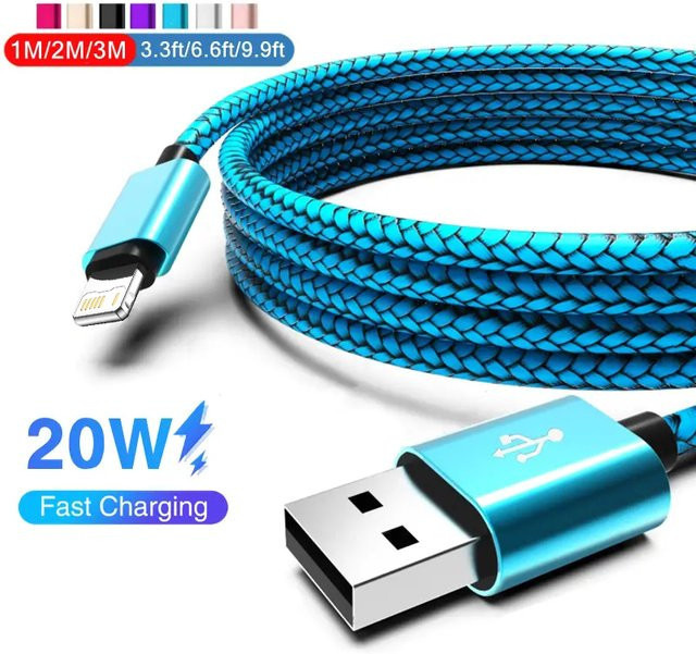 Nephy USB-Schnellladungskabel für iPhone und iPad in Blau - Bild 1