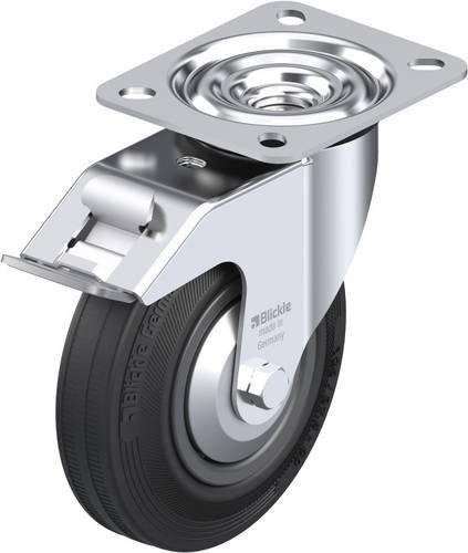 Blickle Lenkrolle LE-VPP 125R-FI-FA mit Feststeller in Schwarz und Silber, Rad-Durchmesser: 12,5 cm, Tragfähigkeit: 100 kg - Bild 1