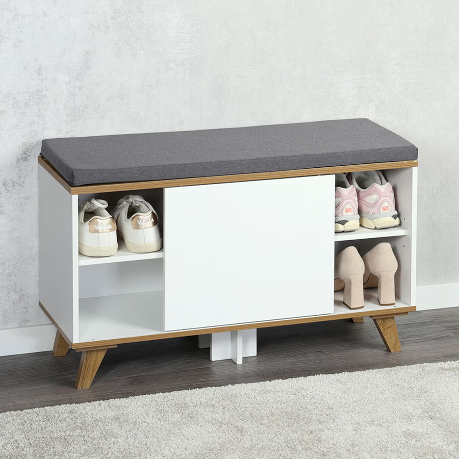 Kesper Schuhschrank mit Sitzkissen in Weiß für Flur und Eingangsbereich, B/H/L: 30 x 48 x 77 cm - Bild 3