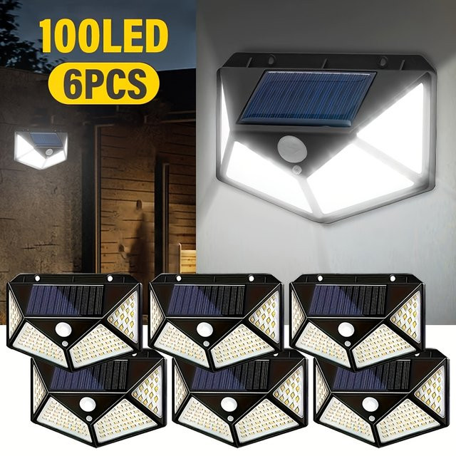 Heinast Solar-Wandlampe mit 100 LED und PIR-Bewegungssensor, moderne Solarleuchte für Garten und Hof, Schwarz - Bild 1