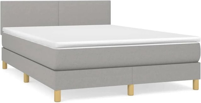 vidaXL Boxspringbett mit Matratze Hybrid-Design in Hellgrau, B/T/H: 140 x 200 x 44 cm - Bild 1