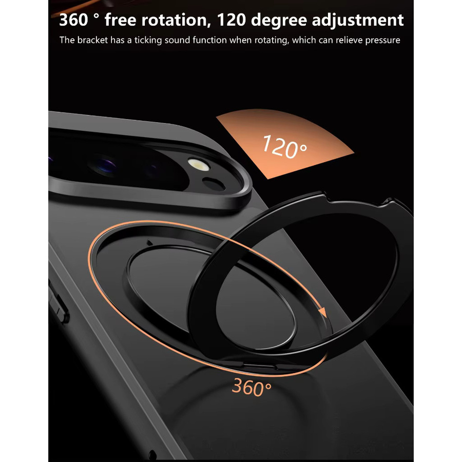 Magnetische Handyhülle für Google Pixel 8 9 10 Pro XL 10a 9a 8a mit 360 Grad drehbarem Ständer, matt und durchscheinend, stoßfest, Schwarz und Transparent - Bild 4