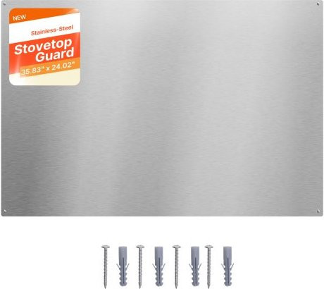 VEVOR Küchenrückwand aus Edelstahl in Silber, Spritzschutz für Herd und Dunstabzugshaube, Breite: 91 cm, Höhe: 61 cm - Bild 1