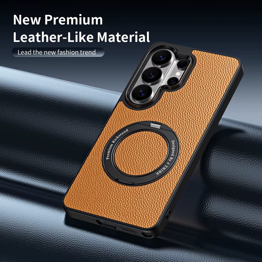 Luxus 360 Grad drehbare Handyhülle mit Ständer für Samsung Galaxy S24 S25 S26 Ultra in Purple mit magnetischer Lederhalterung und Unterstützung für kabelloses Laden - Bild 4