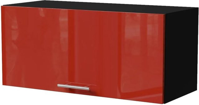 Feldmann-Wohnen Klapphängeschrank Brerra W4B/80 in Schwarz und Karminrot Hochglanz mit Gasdruckdämpfer, B/T/H: 80 x 32,5 x 36 cm - Bild 1