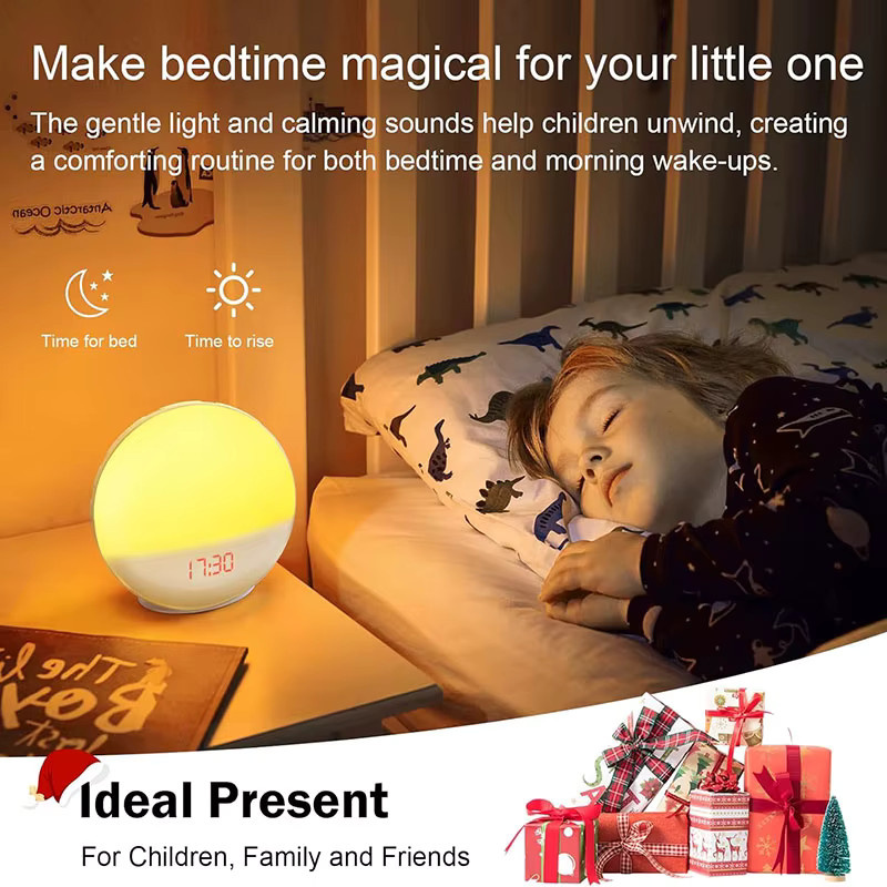 Niditon Intelligenter Wecker in Weiß mit Lichtfunktion, Digitaler Tischuhr mit Naturgeräuschen, Bluetooth-Lautsprecher, App-Steuerung und FM-Radio - Bild 5