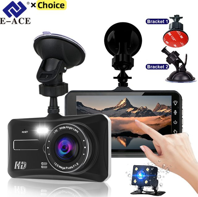 E-ACE Dashcam mit 24H Nachtsicht und Full HD 1080P, Vorder- und Rückkamera, 4,0 Zoll Digitaler Videorecorder DVR Spiegel in Schwarz - Bild 1