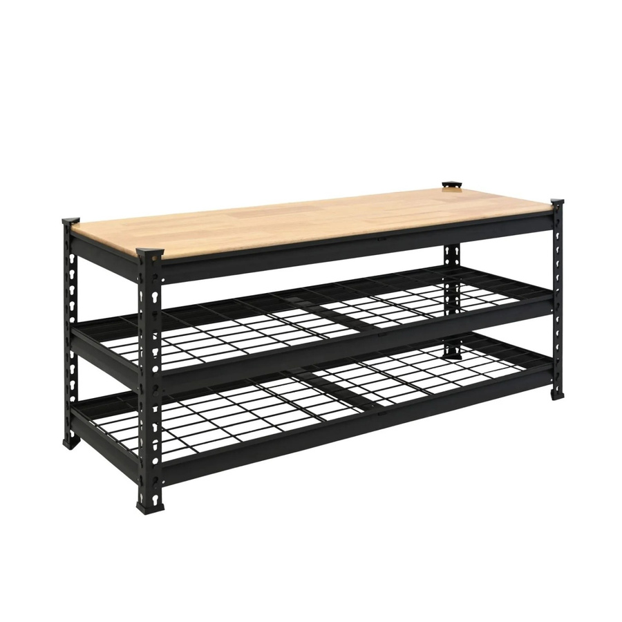 TRUTZHOLM Schuhregal aus Stahl und Hartholz mit 3 Ebenen in Schwarz, B/T/H: 115 x 40 x 54 cm - Bild 2