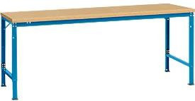 Manuflex Arbeits-Grundtisch UNIVERSAL Spezial mit Multiplexplatte, Farbe: Lichtblau, B/T/H: 200 x 100 x 72,2-102,2 cm - Bild 1