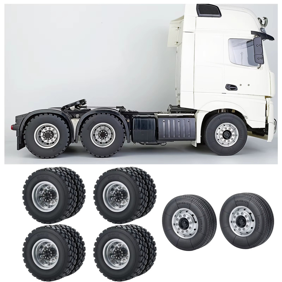 TRINOOD Tamiya 6x6 Räder Reifen Set, 1:14, Metall, Gummi, Zubehör - Bild 3