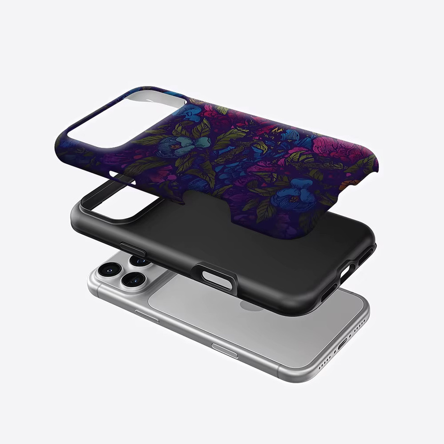 Aurea Case Matte Bumper MagSafe kompatible iPhone Hülle mit dunkler Blumen-Gravur in Multicolour - Bild 2
