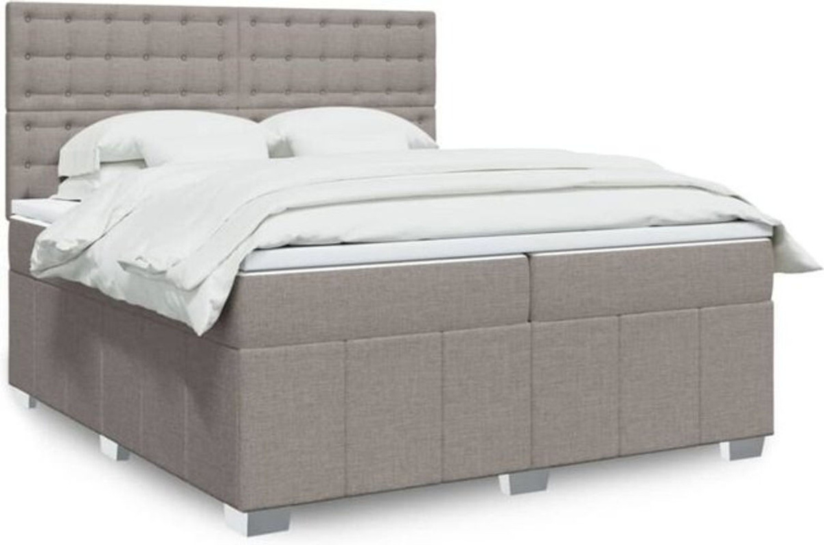 Vidaxl Boxspringbett mit Matratze in Taupe Meliert aus Stoff und Holzwerkstoff B/T/H: 200 x 200 x 140,5 cm - Bild 1