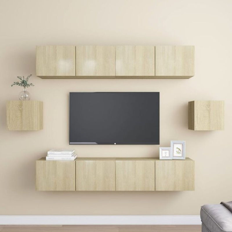 Vidaxl 6-teiliges TV-Schrank-Set in Sonoma-Eiche Braun im minimalistischen Design - Bild 1
