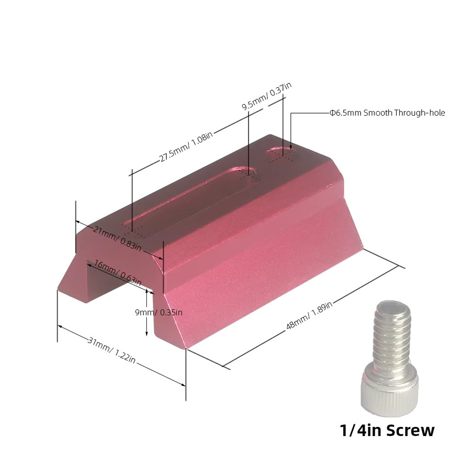 EYSDON Schwalbenschwanzschienenplatte im Vixen-Stil in Rot, Länge: 4,8 cm für Teleskop-Finder, Zielfernrohr und Smartphone-Basis - Bild 2