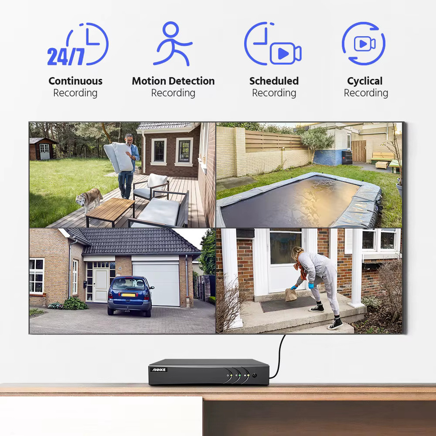 ANNKE 5MP Lite 8CH HD Video Überwachung DVR mit PIR Bewegungserkennung, 5IN1 H.265 Digital Recorder für 2MP 3MP IP CCTV Kameras, Schwarz - Bild 2