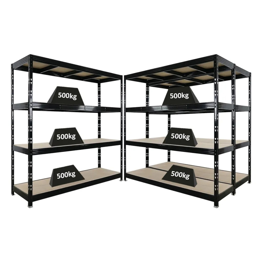 PROREGAL Rhino Schwerlastregal Set aus 3 Stück, Schwarz, 4 Ebenen mit Spanplatten, Fachlast 500 kg, B/T/H: 200 x 60 x 200 cm - Bild 2