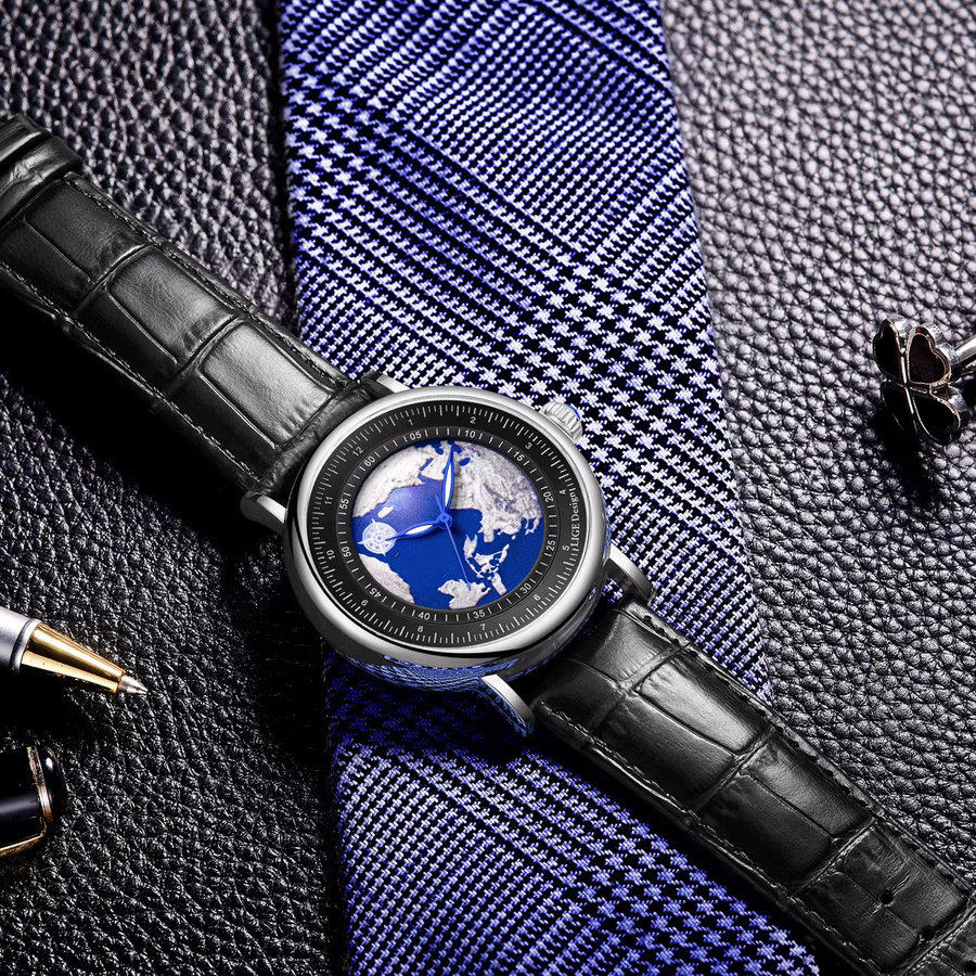 LIGE Armbanduhr Quarz, Leder, Blau, Herren - Bild 6